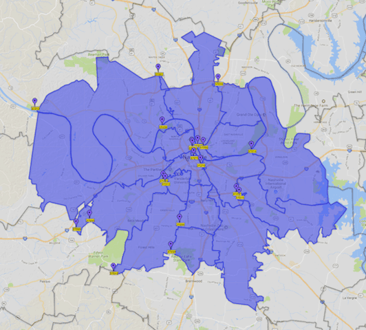 Nashville cleaning service area